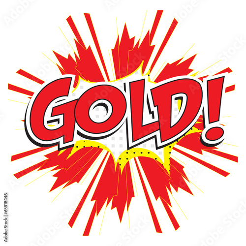 GOLD! wording in pop art style on burst background