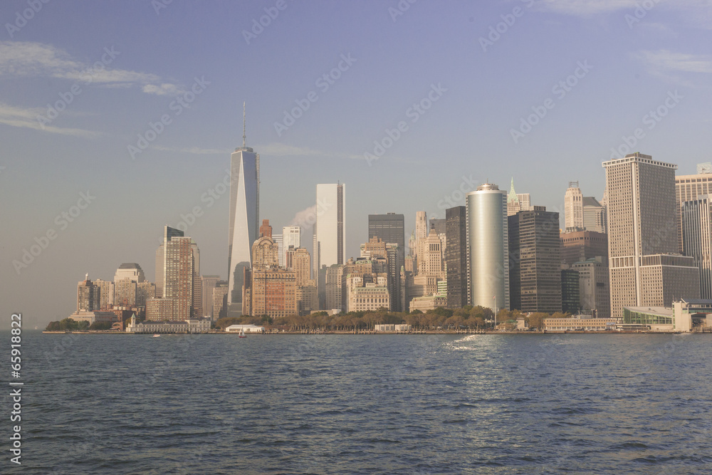 Manhattan Skyline  over Hudson River, New York City. Horizontal