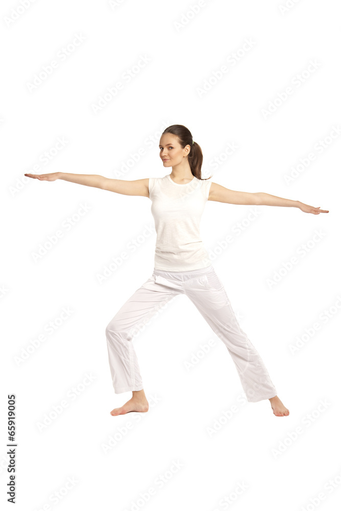 young beautiful yoga posing on a studio background31