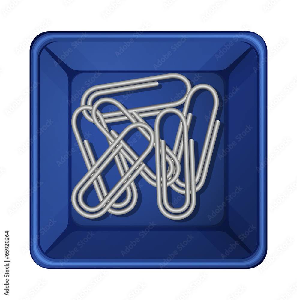 A topview of the paperclips inside a container A topview of the paperclips inside a container