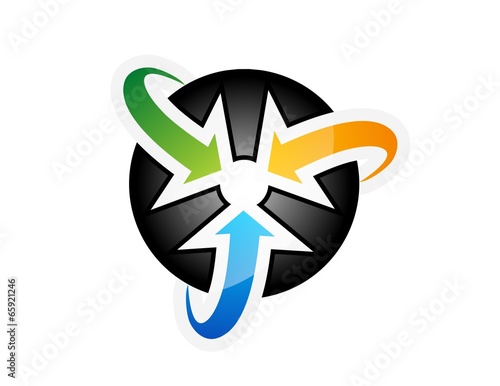 logo abstract connection,global central information,center arrow