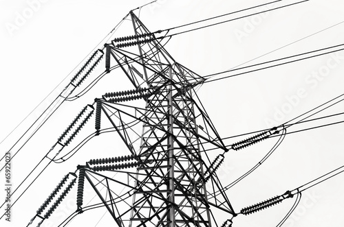 Black and white  power transmission lines