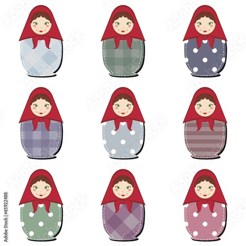 matryoshka dolls scrapbook on white