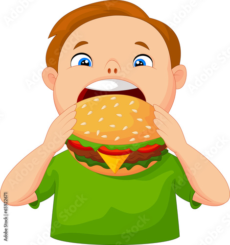 Boy eating burger