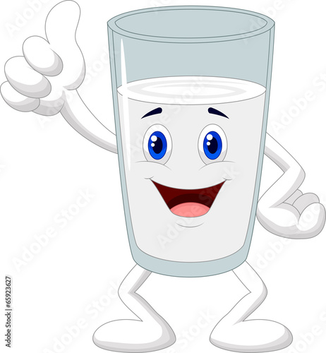 Cartoon glass of milk giving thumb up