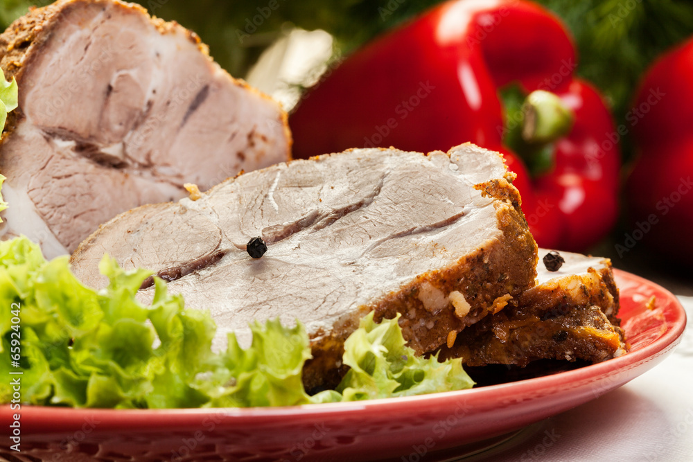 Slices of roasted shoulder Slices of roasted shoulder
