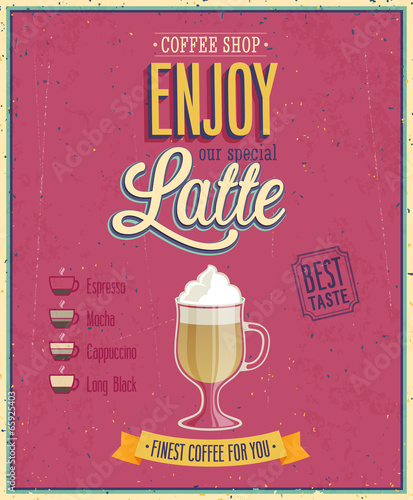 Vintage Latte Poster.