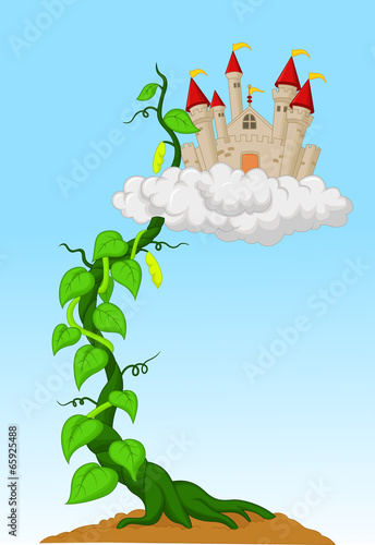 Bean sprout with castle in the clouds