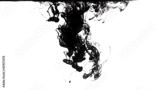 black ink dissolving in clear water