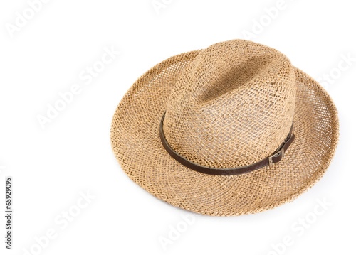 Vintage summer straw hat isolated
