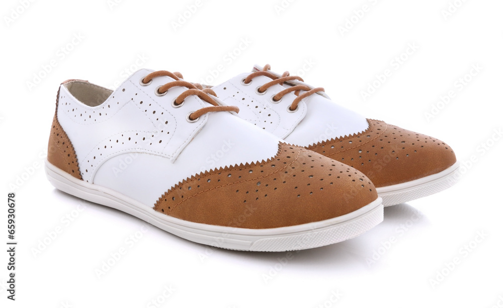 Laced shoes isolated over white - obrazy, fototapety, plakaty 
