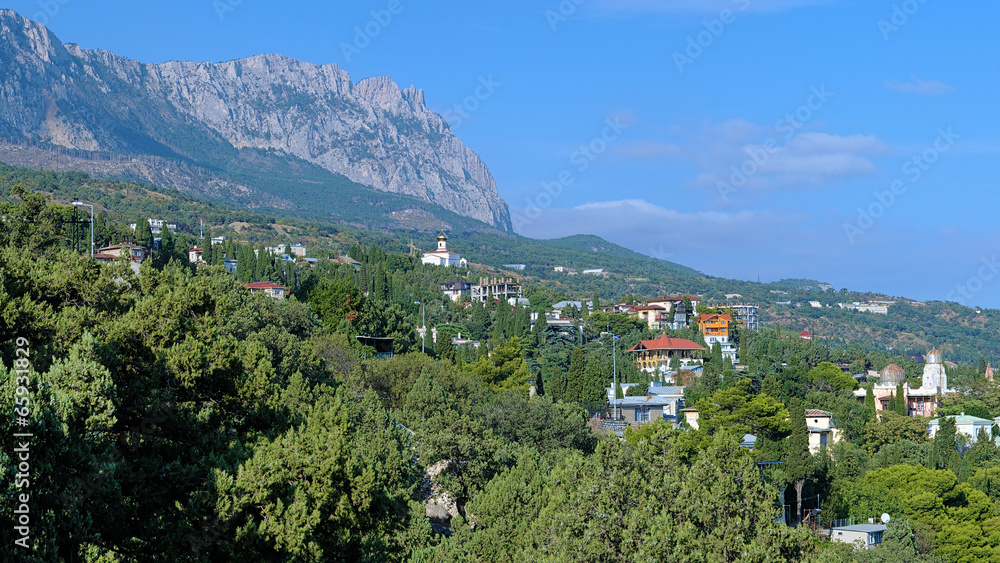 View on Ai-Petri Mount and Simeiz settlement in Crimea