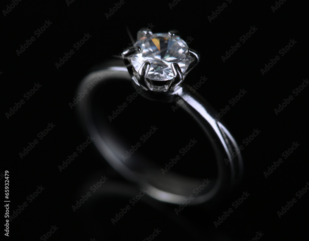 Beautiful diamond ring isolated on black Beautiful diamond ring isolated on black