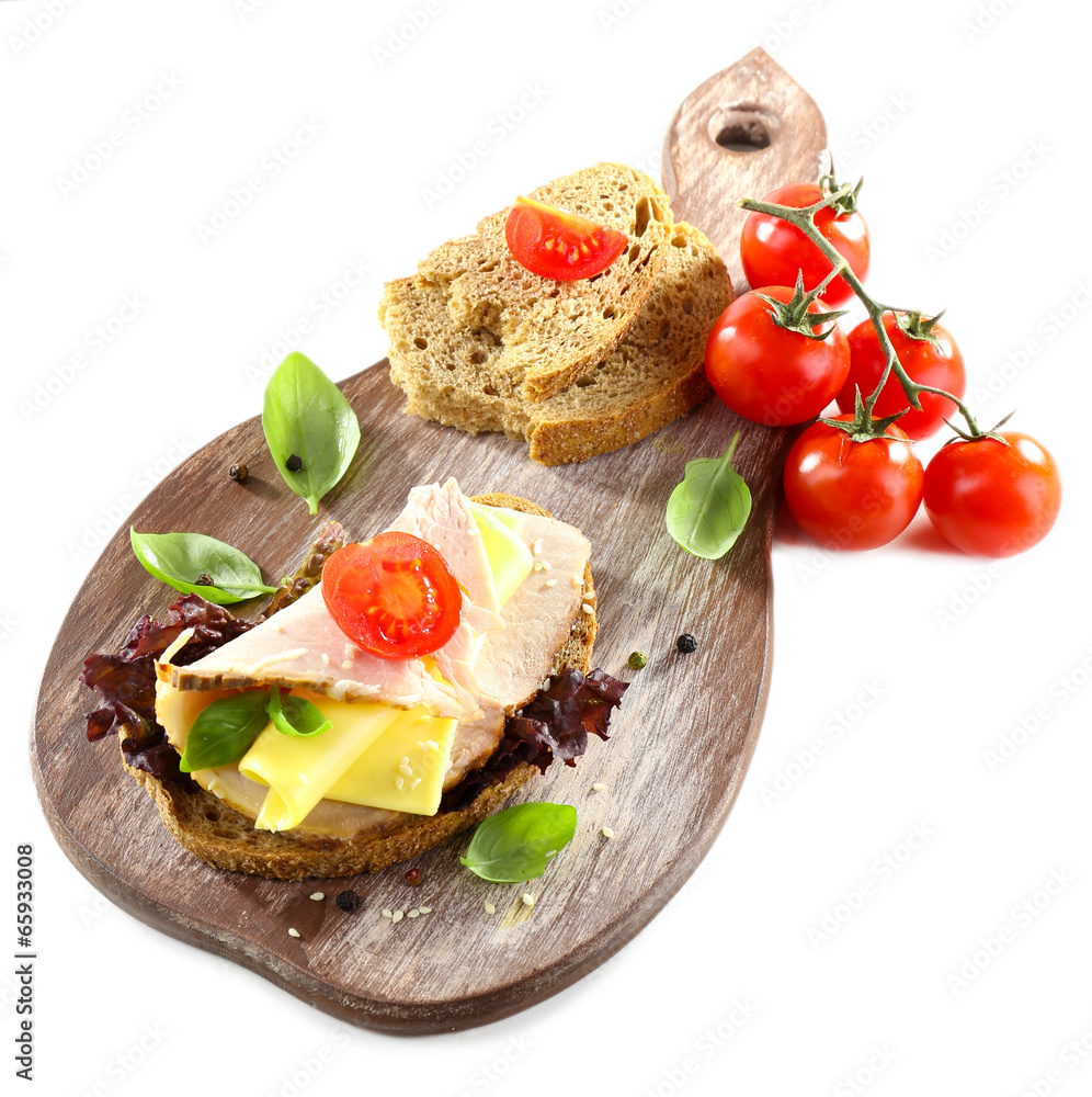 Delicious sandwiches with meet isolated on white Delicious sandwiches with meet isolated on white