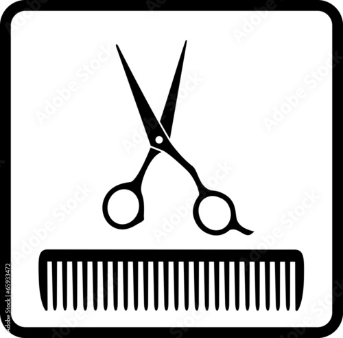 black icon with scissors and comb