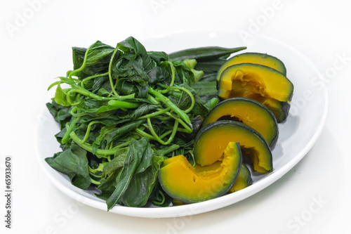 Canvas Print Steam pumpkin and spinach
