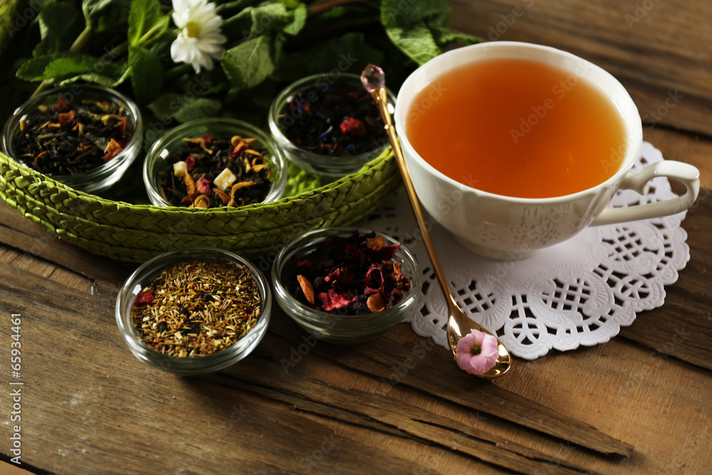 Cup of tasty green tea on table Cup of tasty green tea on table