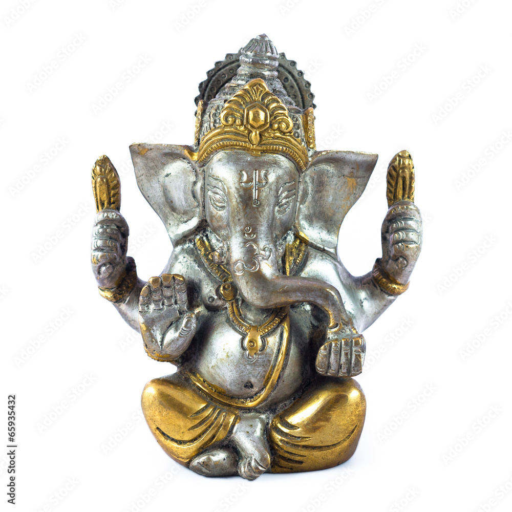 Hindu God Ganesh over a white background