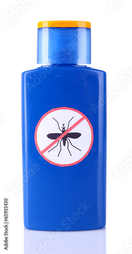 Photography Bottle with mosquito repellent cream isolated on white