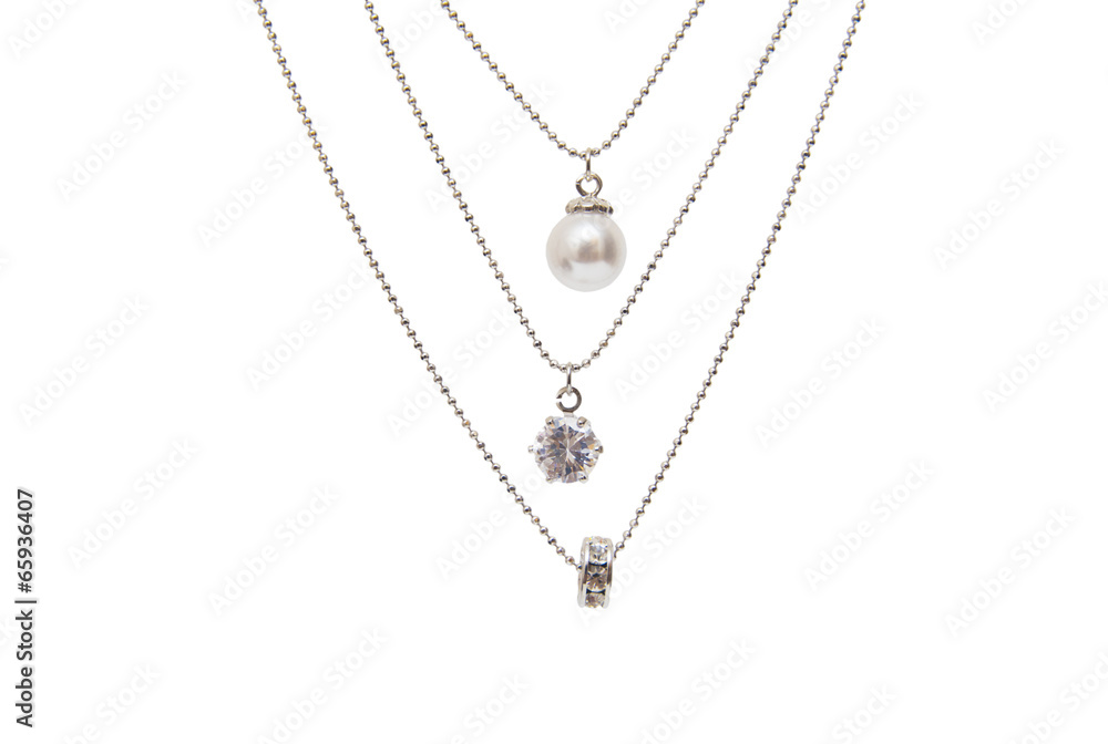 Silver necklace isolated on the white background Silver necklace isolated on the white background