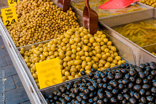 Assorted olives, Machane Yehuda Market, Israel photo