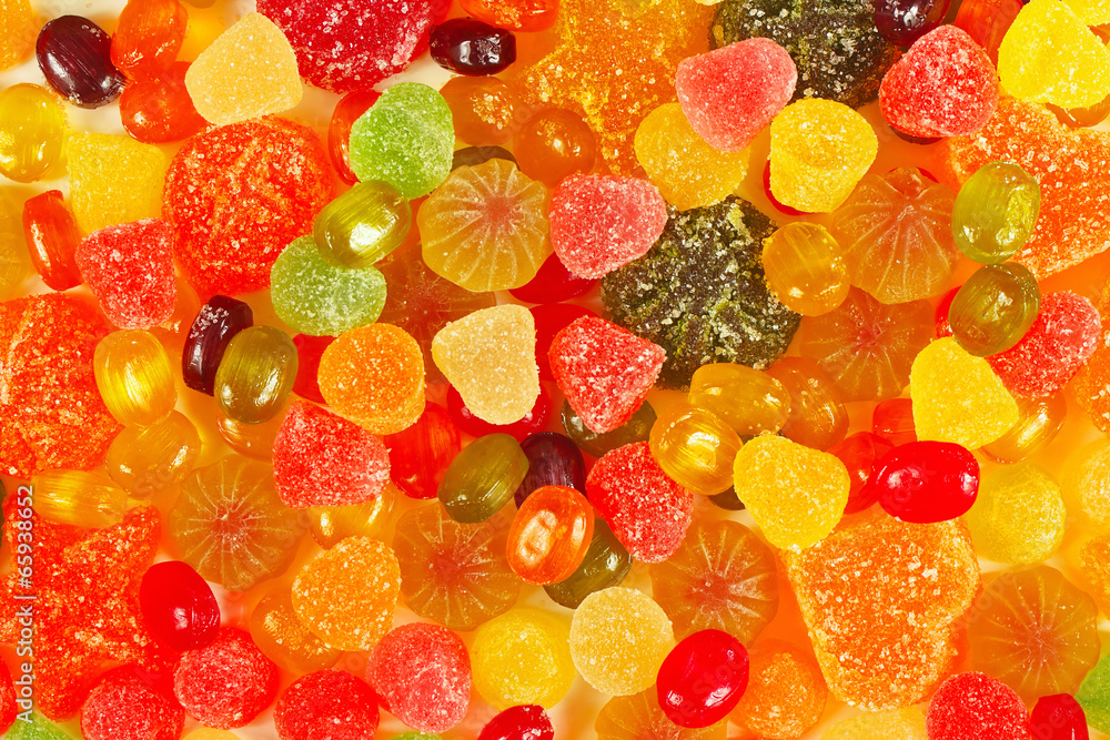 Background of colorful candies and jelly close up Background of colorful candies and jelly close up