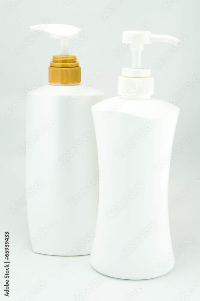 White plastic bottles for cosmetic creams, lotions White plastic bottles for cosmetic creams, lotions