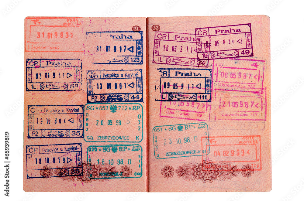 Russian passport stamped on border crossing Stock Photo Adobe Stock