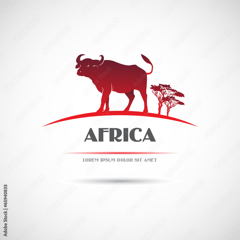 Label with the image of an African buffalo. Vector. Label with the image of an African buffalo. Vector.