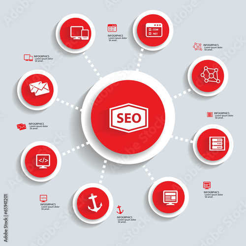 SEO Infographics design,red version,vector