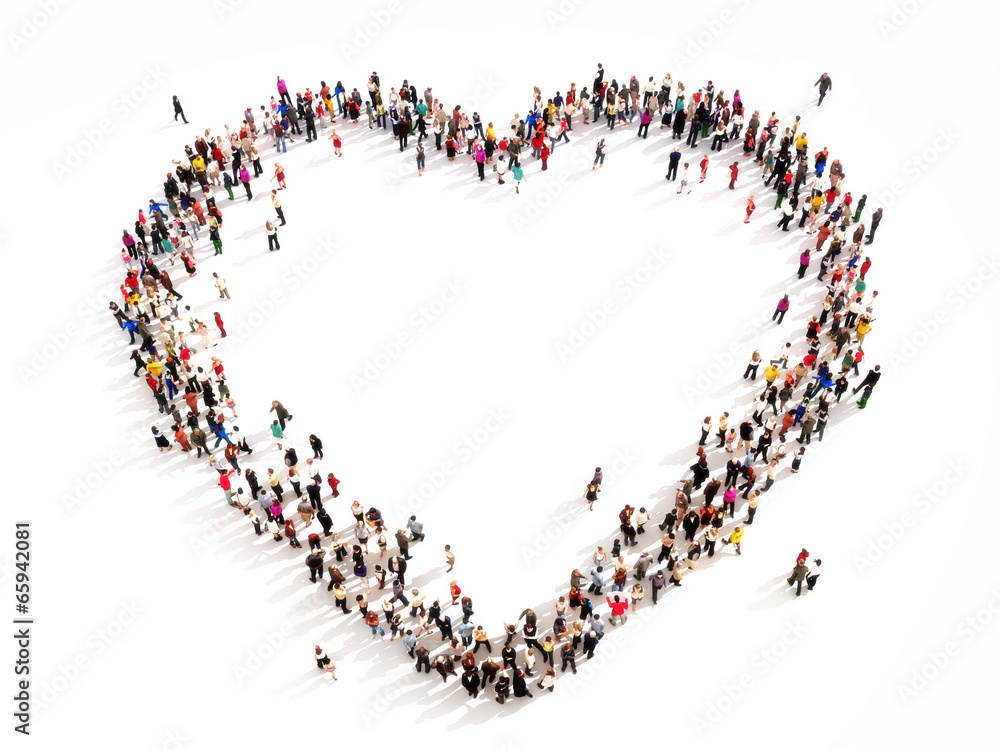 Large group of people in the shape of a heart. Large group of people in the shape of a heart.