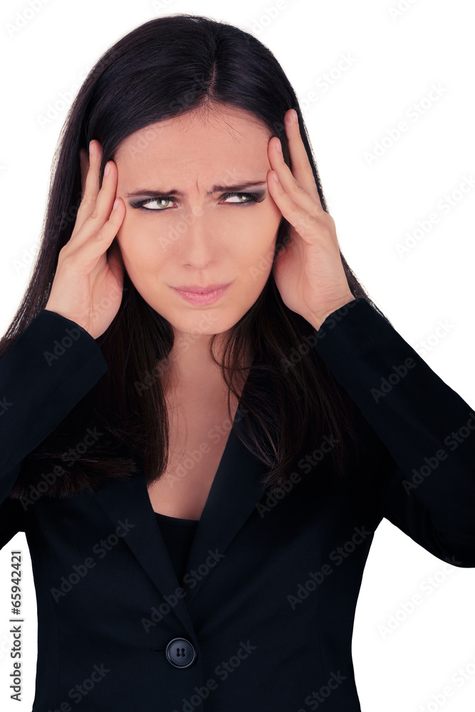 Stressed Young Business Woman in Black Suit Stressed Young Business Woman in Black Suit