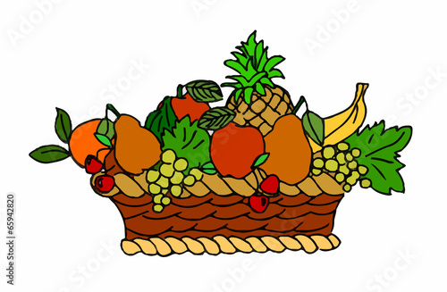 cesto di vimini con frutta
