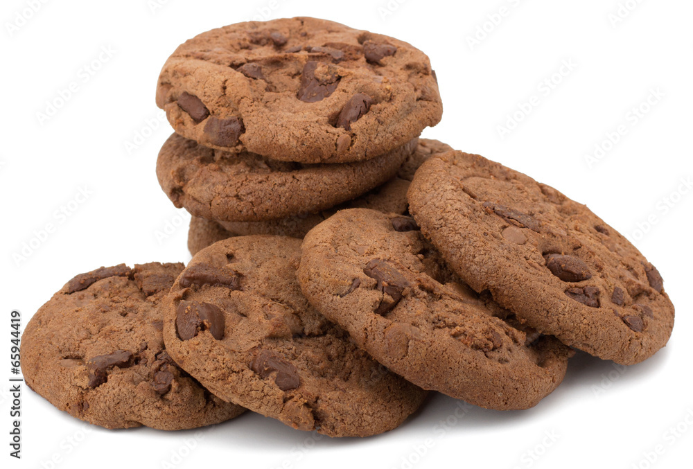 Chocolate pastry cookies isolated on white background Chocolate pastry cookies isolated on white background