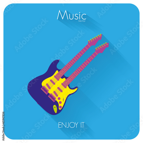 Abstract Colorful Electric Guitar Isolated On Color Background