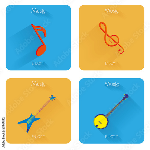 Set Of Different Colorful Musical Elements