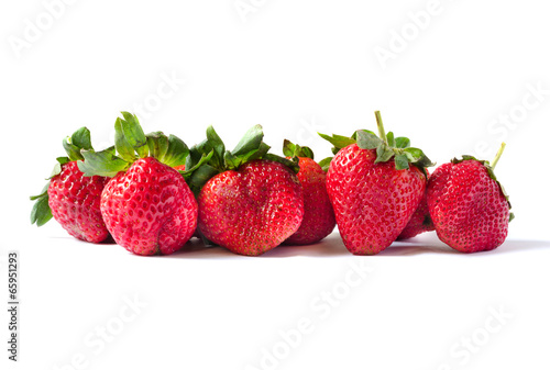 Fresh red ripe strawberries on white background