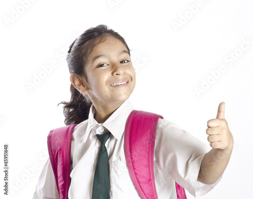 A cute girl showing thumbsup