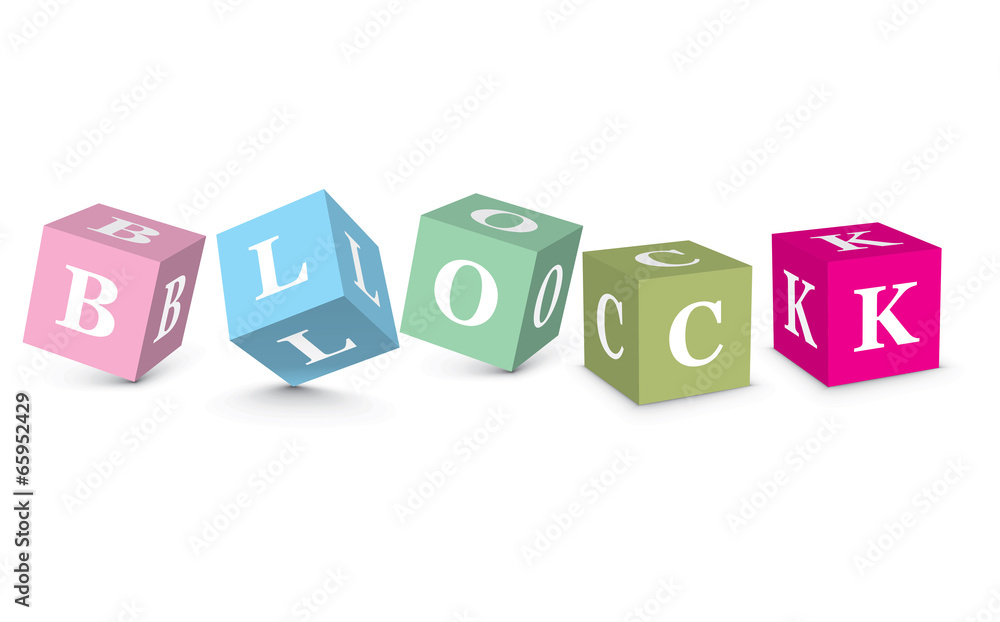 Word BLOCK written with alphabet blocks Word BLOCK written with alphabet blocks