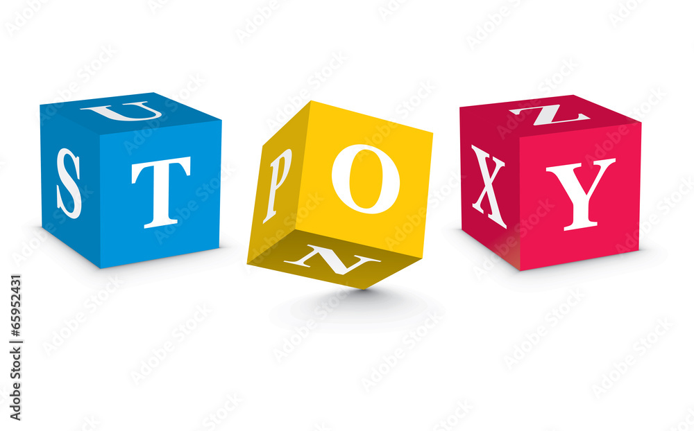 Word TOY written with alphabet blocks