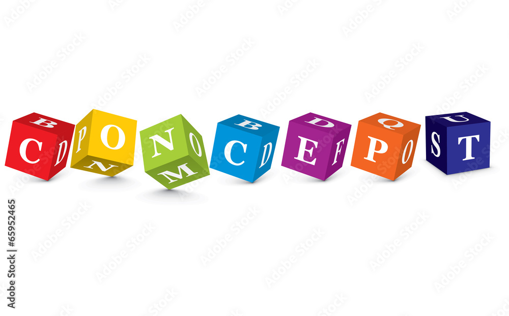 Word CONCEPT written with alphabet blocks Word CONCEPT written with alphabet blocks