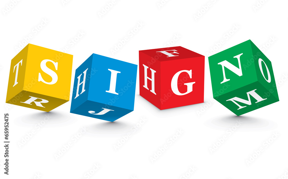 Word SIGN written with alphabet blocks Word SIGN written with alphabet blocks