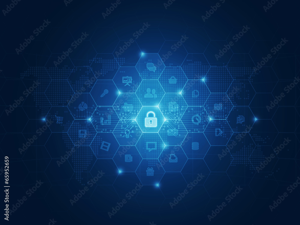 Fototapeta premium Tło koncepcja danych bezpieczeństwa Internetu