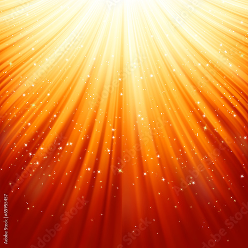 Snowflakes and stars on golden light. EPS 8