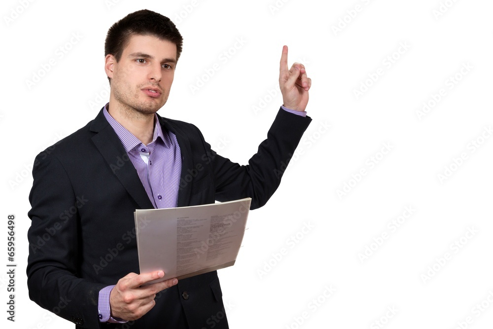 Young successful businessman, presenting his company Young successful businessman, presenting his company
