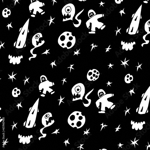 doodle seamless space pattern
