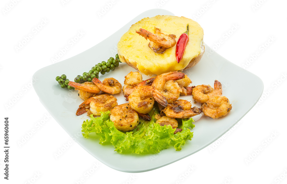 Garlic shrimps with potato Garlic shrimps with potato