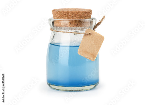 blue magic potion isolated on white photo