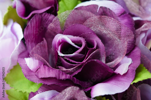 Close up of Colorful Artificial Fabric Flowers