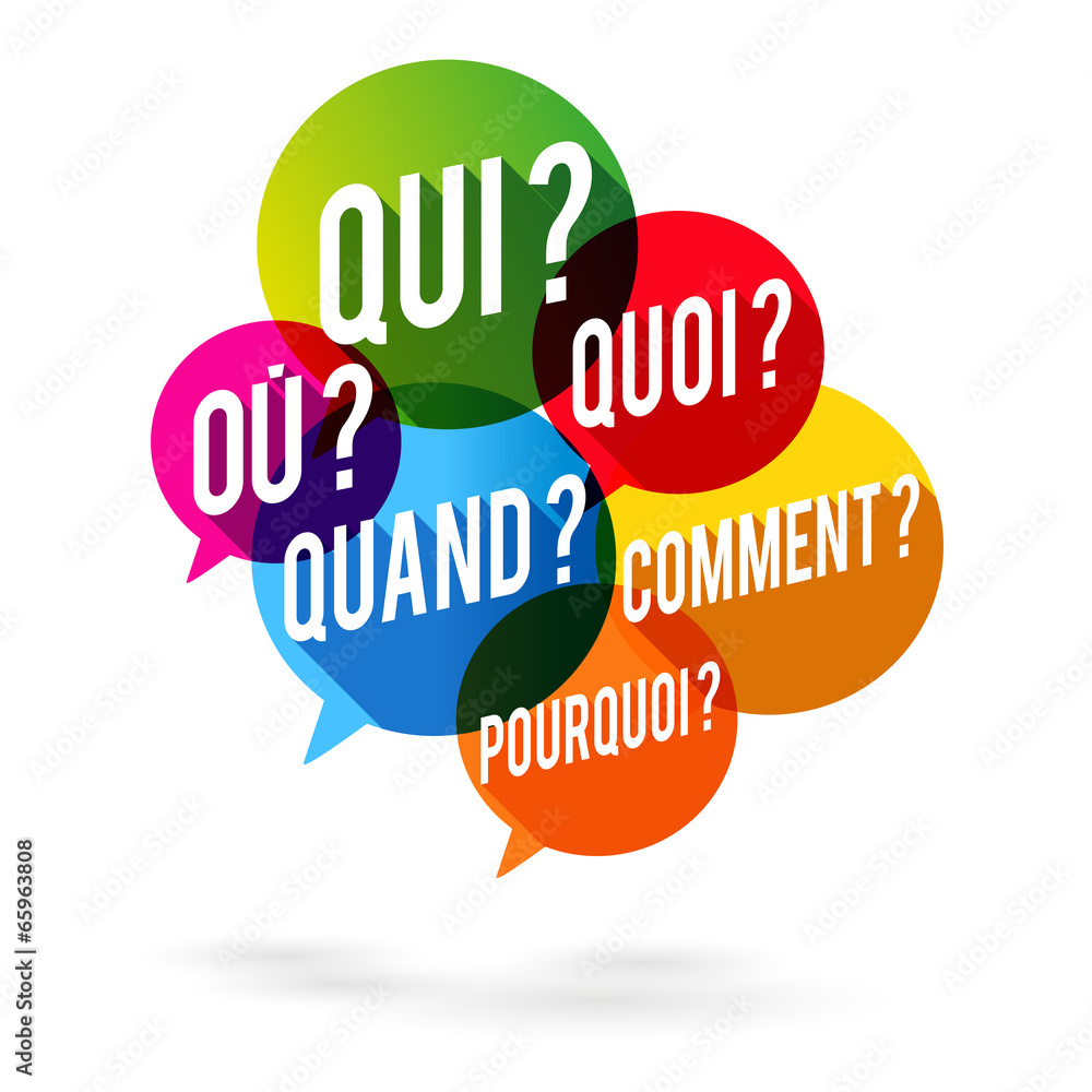 Bulles "Qui, Quoi, Où, Quand, Comment, Pourquoi ? Stock Vector Adobe